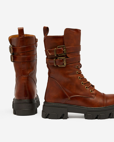 Royalfashion Eco bőr női bagger csizma barna színben Faserti