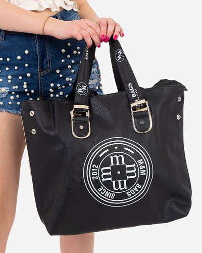 Nagy fekete női kézitáska felirattal - Kiegészítők