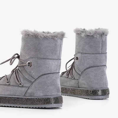 OUTLET Szürke női hócsizma köbös cirkóniákkal Nobuko - Lábbeli