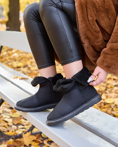 Fekete női csizma a'la hócsizma Kalioli- Footwear