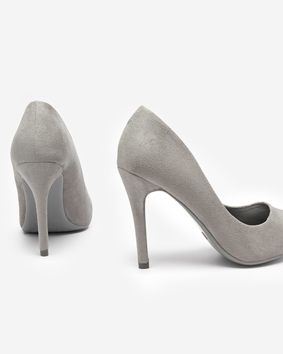 Szürke női öko-velúr pumpák magas sarkon Menitik - Ruházat