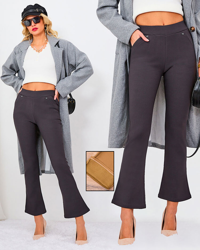 Royalfashion Fekete női ökobőr leggings a'la bells