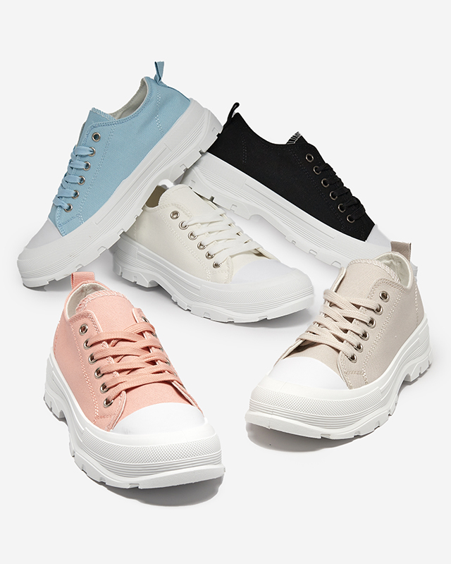 Fehér és ekrü női tornacipő magasabb talpon Mytiko - Lábbeli