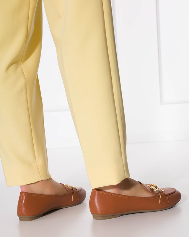 OUTLET Barna női mokaszin Pyolens díszítéssel - Lábbeli