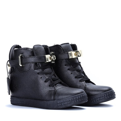 Czarne sneakersy na krytym koturnie Denneya - Obuwie