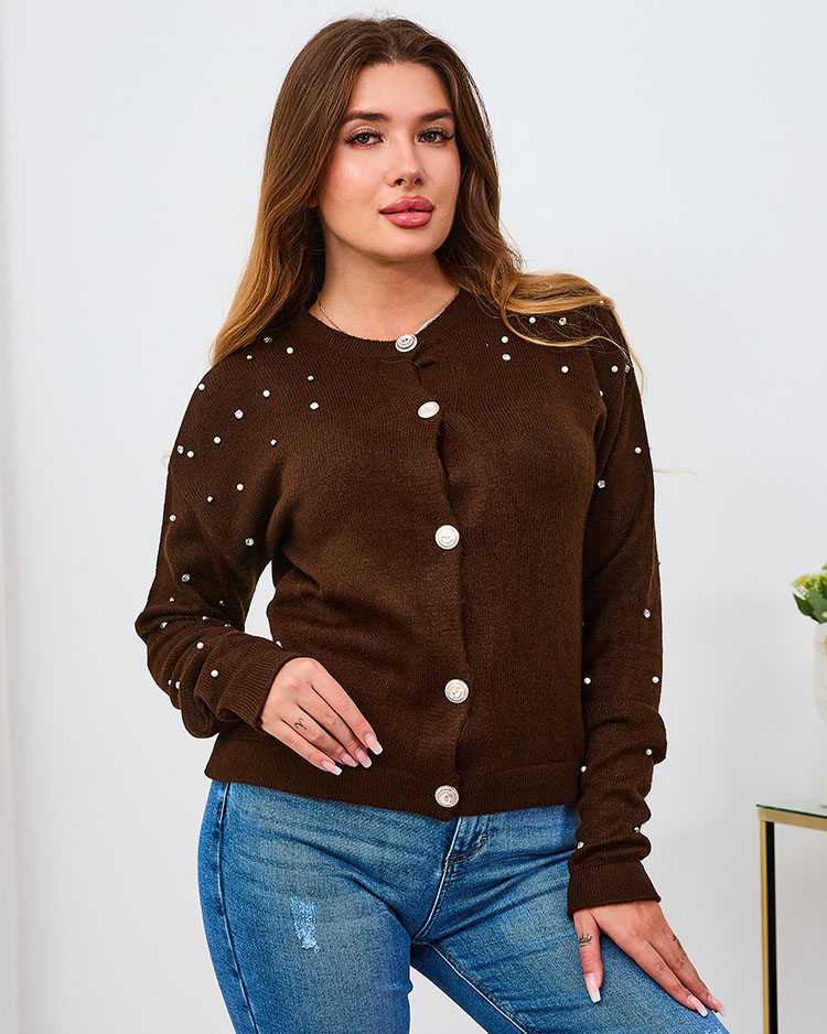 Royalfashion Piros női kigombolt pulóver