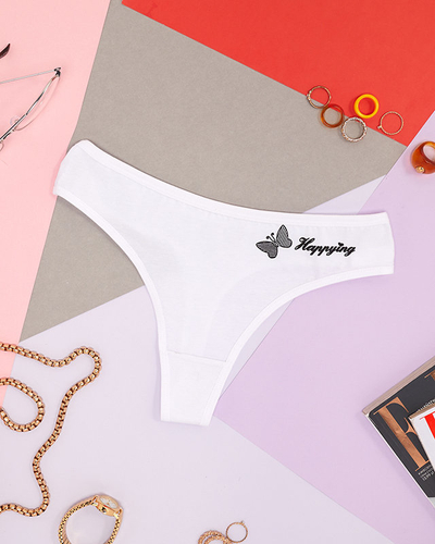 Klasszikus pamut női tanga fehér színben - Fehérnemű