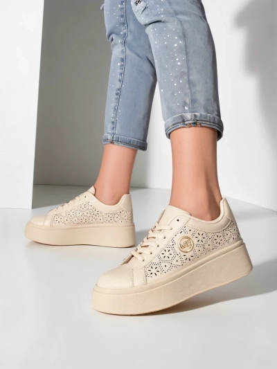 Aurelia Bézs Platform Sneakers Royalfashion Öko Bőr