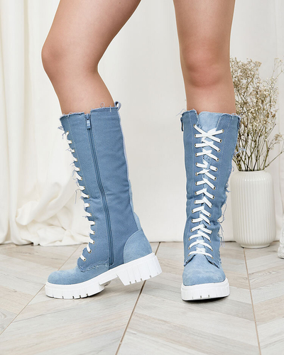 Royalfashion Kék női szövet csizma Leconen