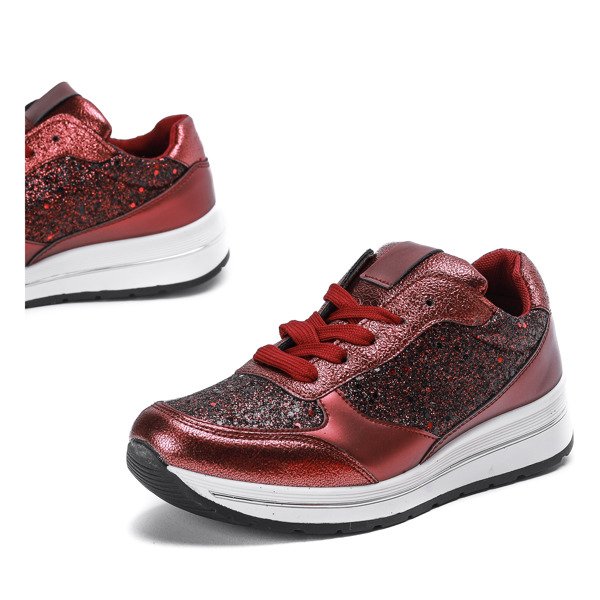 Bordowe buty sportowe z brokatem Ronnie - Obuwie