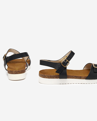 OUTLET Fekete lapos női szandál Astreas - Lábbeli