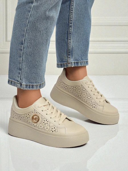 Aurelia Bézs Platform Sneakers Royalfashion Öko Bőr