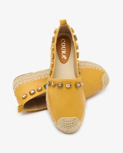 Női sárga espadrilles kristályokkal Ziennie - Lábbeli