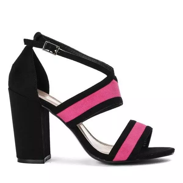 OUTLET fekete és fukszia szandál a Jeanie oszlopon - lábbeli