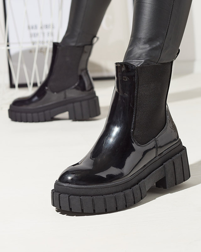 Fekete női lakkcipő vastagabb talppal Fazzati- Footwear