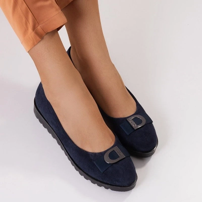 OUTLET Női sötétkék balerina íjjal Larona - Cipő