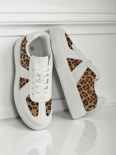 Calista Leopardia női sneakerek – Fehér öko bőr szövet tavasz 4cm