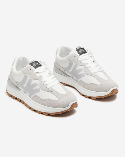 Női fehér tornacipő szürke Narisa betétekkel - Lábbeli