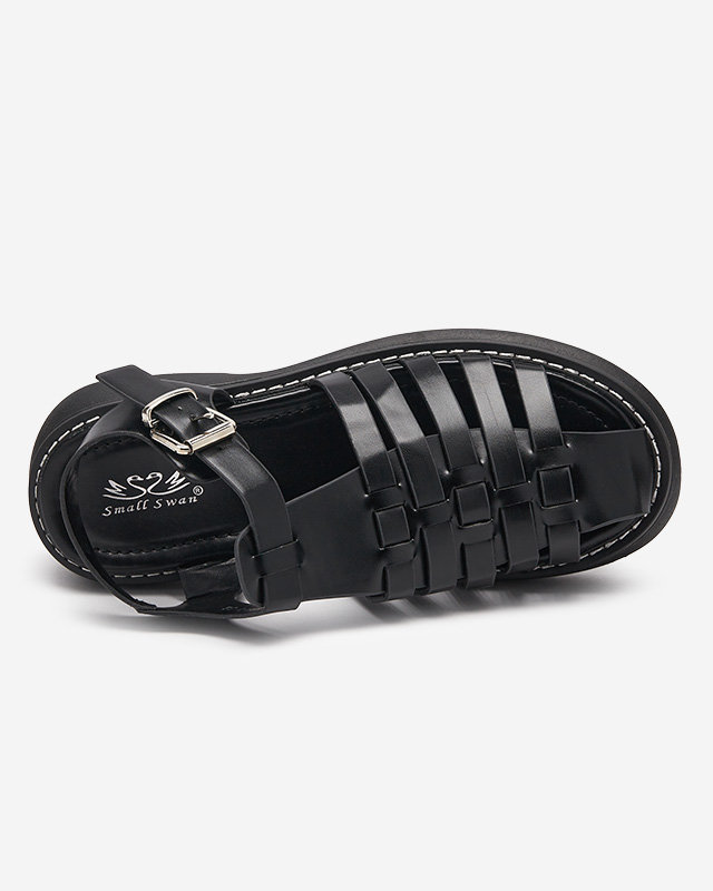 OUTLET Fekete női szandál masszív Leteris talpon - Lábbeli