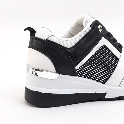 OUTLET Fehér-fekete női cipő rejtett ékkel Nephele - Lábbeli