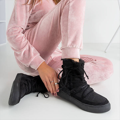 Női fekete hócsizma szőrrel Nosesi - Lábbeli