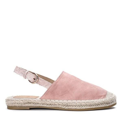 Różowe espadryle z eko - zamszu z odkrytą piętą Daisy - Obuwie