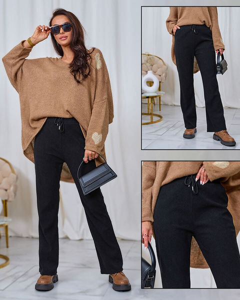 Royalfashion Női kordbársony szövet nadrág fekete színben