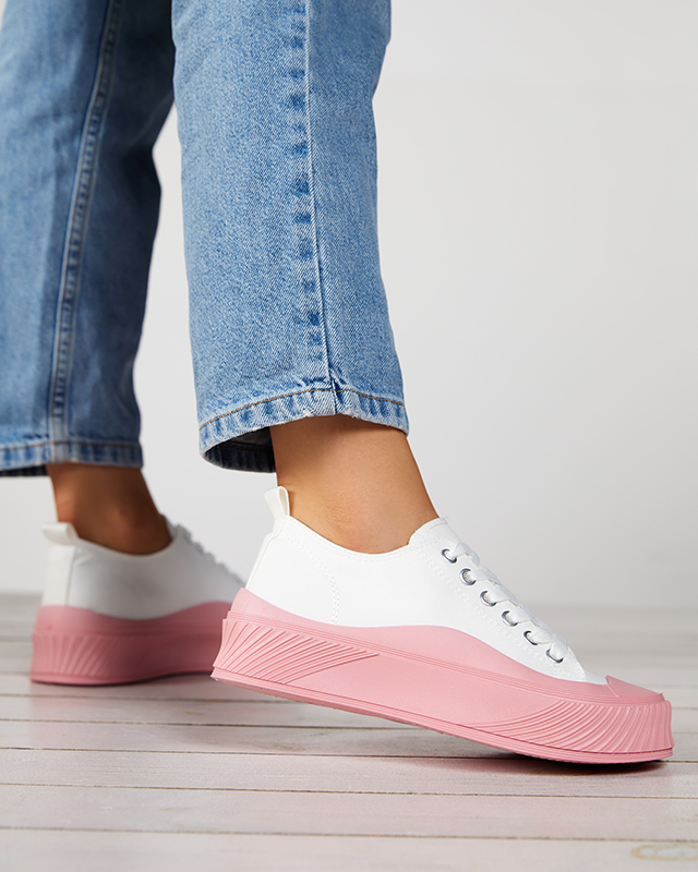 OUTLET Fehér és rózsaszín női tornacipő Nerikas - Lábbeli