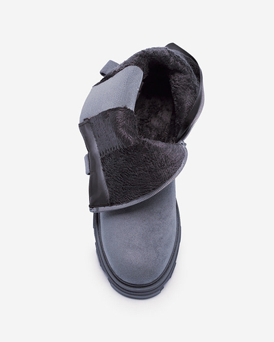 Női kék öko-szarvasbőr csizma lánccal Mefrika- Lábbeli