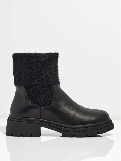 Női öko bőr bokacsizma szőrmével Kesy