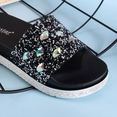 OUTLET Női fekete platformszandál cirkóniával Sailor - Lábbeli