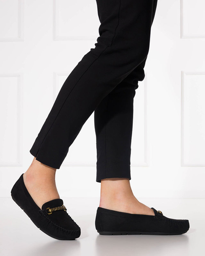 Fekete női mokaszinok Seriti díszítéssel - Cipő