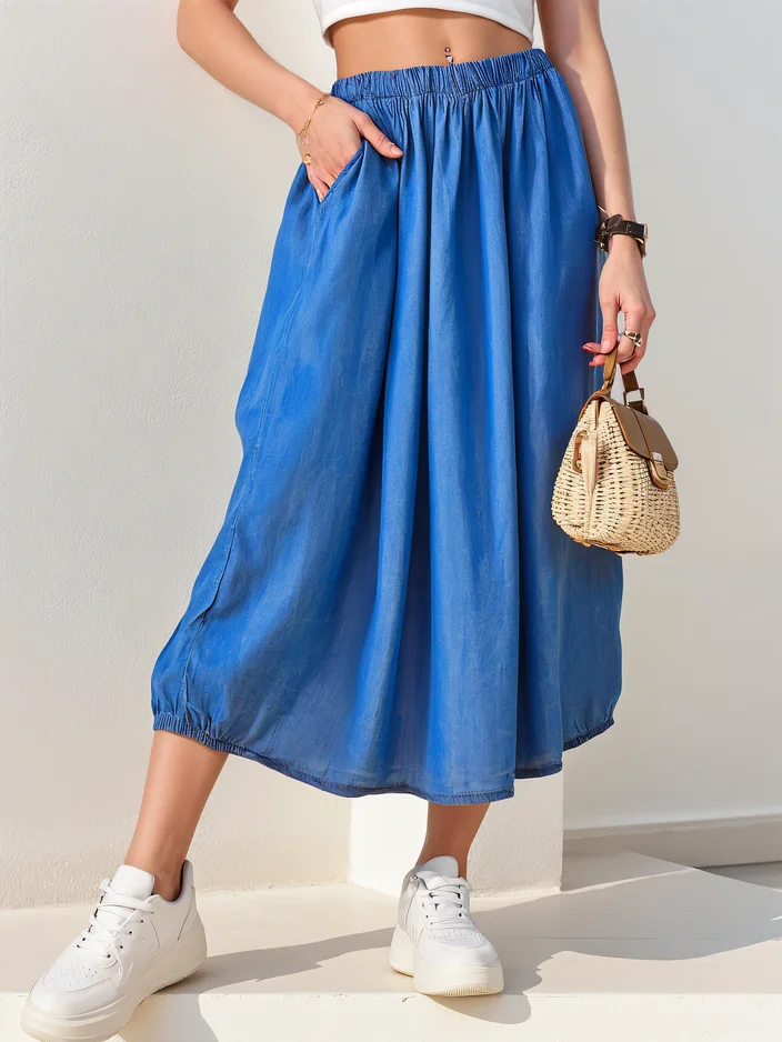 Royalfashion Női midi szoknya, amely denimra hasonlít