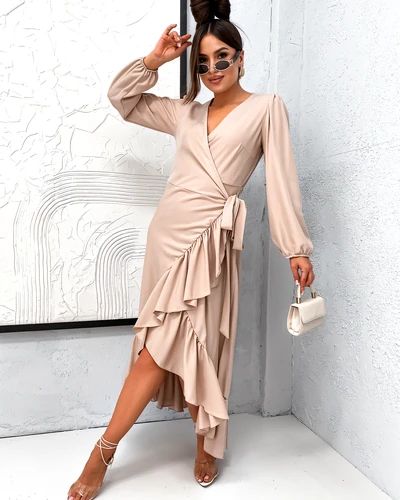 Royalfashion Női midi ruha fodrokkal