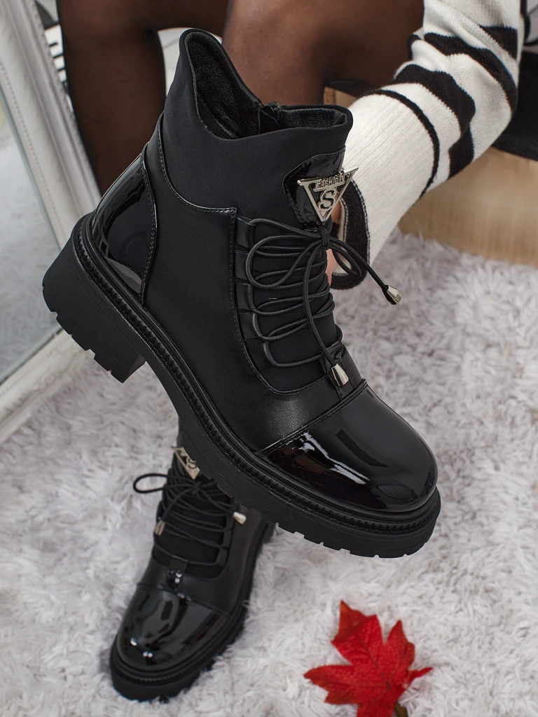 Elisse öko bőr fűzős női bokacsizma