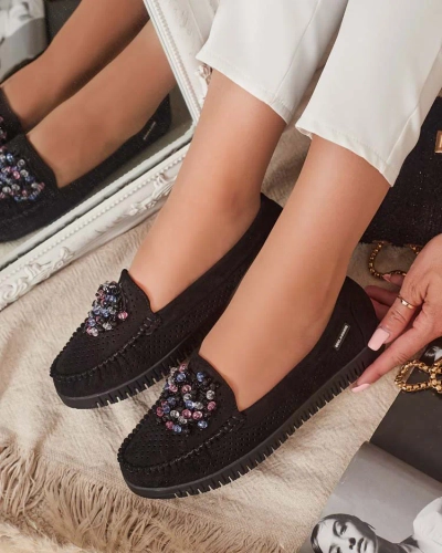 Royalfashion Női gyöngyös áttört mokaszin Namis