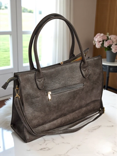 Etruria Classica Elegante szürke bőr női táska 41x31x14 cm