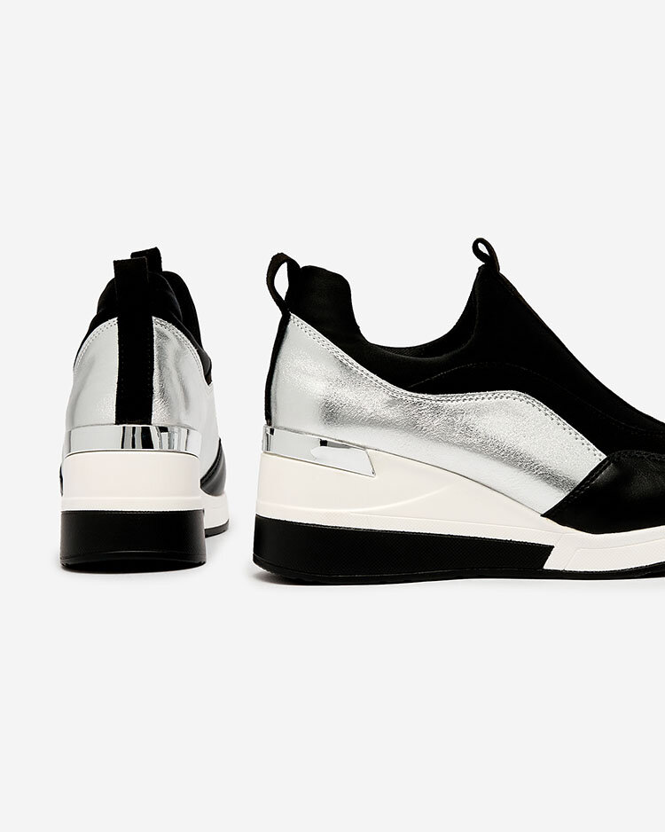 Royalfashion Ezüst-fekete női sportcipő magassarkú cipő Asillas