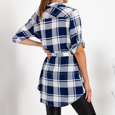 Női sötétkék kockás ing tunika - Ruházat