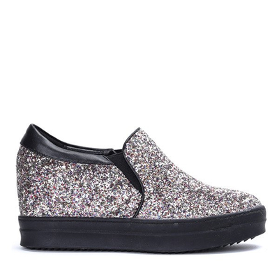 Brokatowe tenisówki na krytym koturnie Faterrena - Obuwie