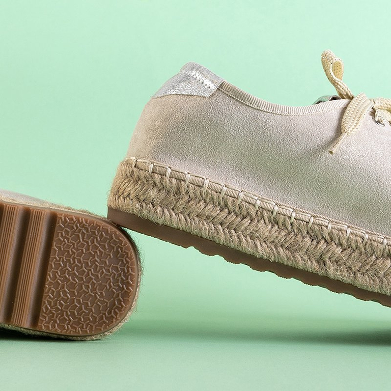Női bézs cipők a'la espadrilles a Woilla platformon - Lábbeli