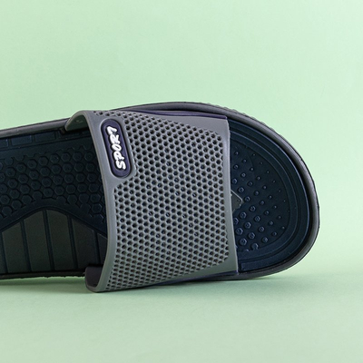 Szürke papucs, sötétkék elemmel férfiaknak Smorty - Lábbeli