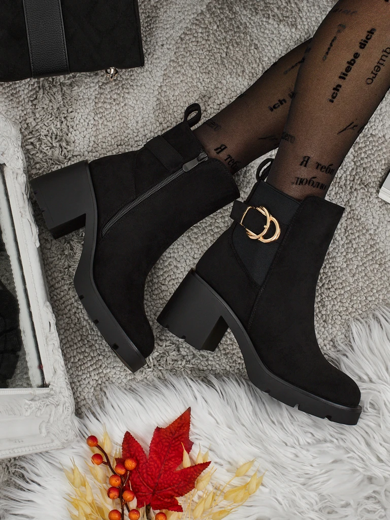 Női öko velúr bokacsizma vastag sarokkal Solenya