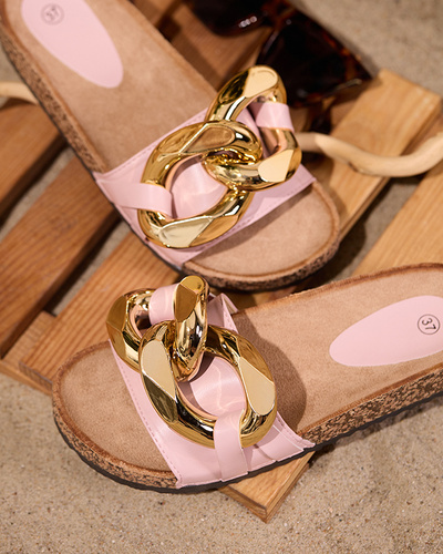 OUTLET Rózsaszín női papucs Sofig- Footwear díszítéssel