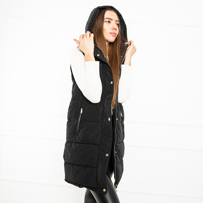 Hosszú fekete steppelt mellény - Ruházat