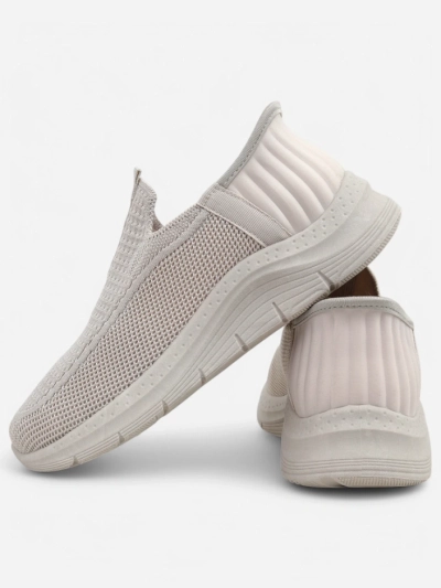 Aurelia Comfort Bézs Színű Slip On Női Szövet Cipő Lapos Sarokkal