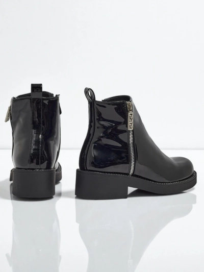 Calvera lakkozott női eco bőr bokacsizma