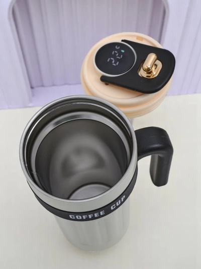 Royalfashion termosz bögre kiflivel és hőmérséklet-érzékelővel Kávésbögre