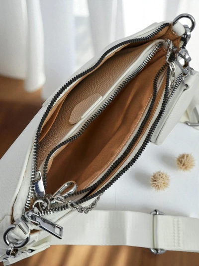 Aurelia Bianca – Kis fehér női öko bőr táska lánccal