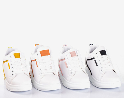 Fehér és sárga női tornacipő beltéri ék sarokkal Marcja - Lábbeli